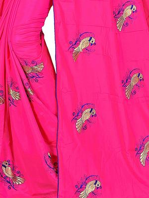 conversational pink embroidered saree with blouse - 15615592 - Standard Image - 3