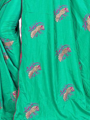 conversational turquoise embroidered saree with blouse - 15615594 - Standard Image - 3