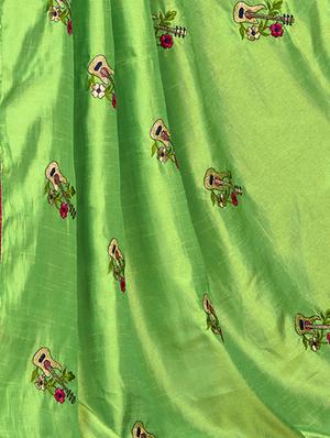 conversational green embroidered saree with blouse - 15615602 - Standard Image - 3