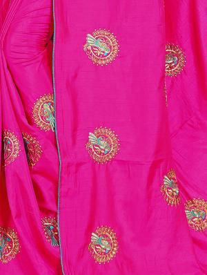 conversational pink embroidered saree with blouse - 15615608 - Standard Image - 3