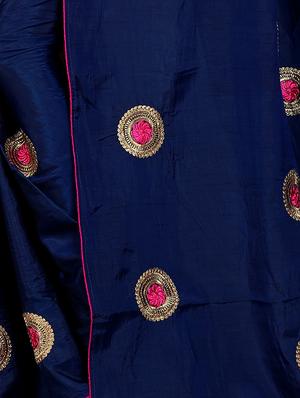 floral navy embroidered saree with blouse - 15615613 - Standard Image - 3
