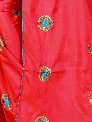 floral red embroidered saree with blouse - 15615615 - Standard Image - 3