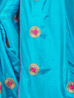 floral blue embroidered saree with blouse - 15615616 - Standard Image - 3