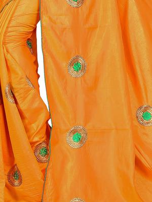floral orange embroidered saree with blouse - 15615617 - Standard Image - 3