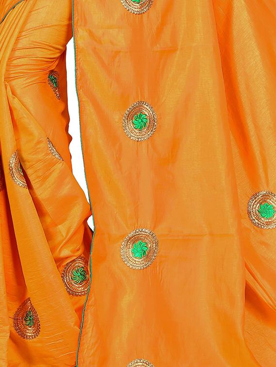 floral orange embroidered saree with blouse - 15615617 - Zoom Image - 3