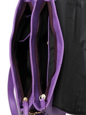 purple leatherette (pu) regular handbag - 15615650 - Standard Image - 3