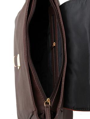brown leatherette (pu) regular sling bag - 15615742 - Standard Image - 3