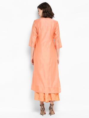 Mirror work kurta with foil printed palazzo set - 15616097 - Standard Image - 3
