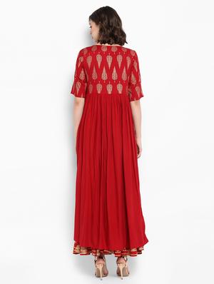 Foil printed detail kurta with gota patti palazzo set - 15616101 - Standard Image - 3
