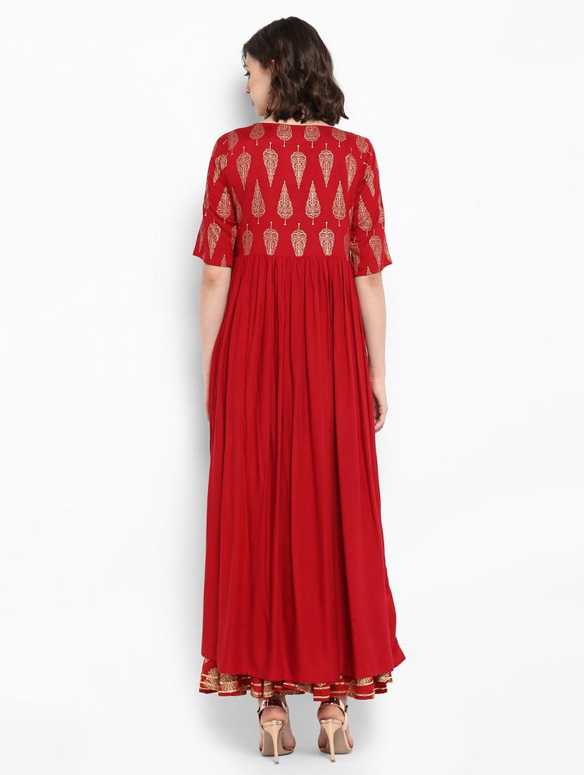 Foil printed detail kurta with gota patti palazzo set - 15616101 - Zoom Image - 3