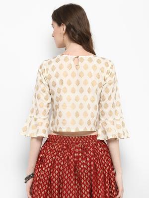 white rayon printed blouse - 15616112 - Standard Image - 3