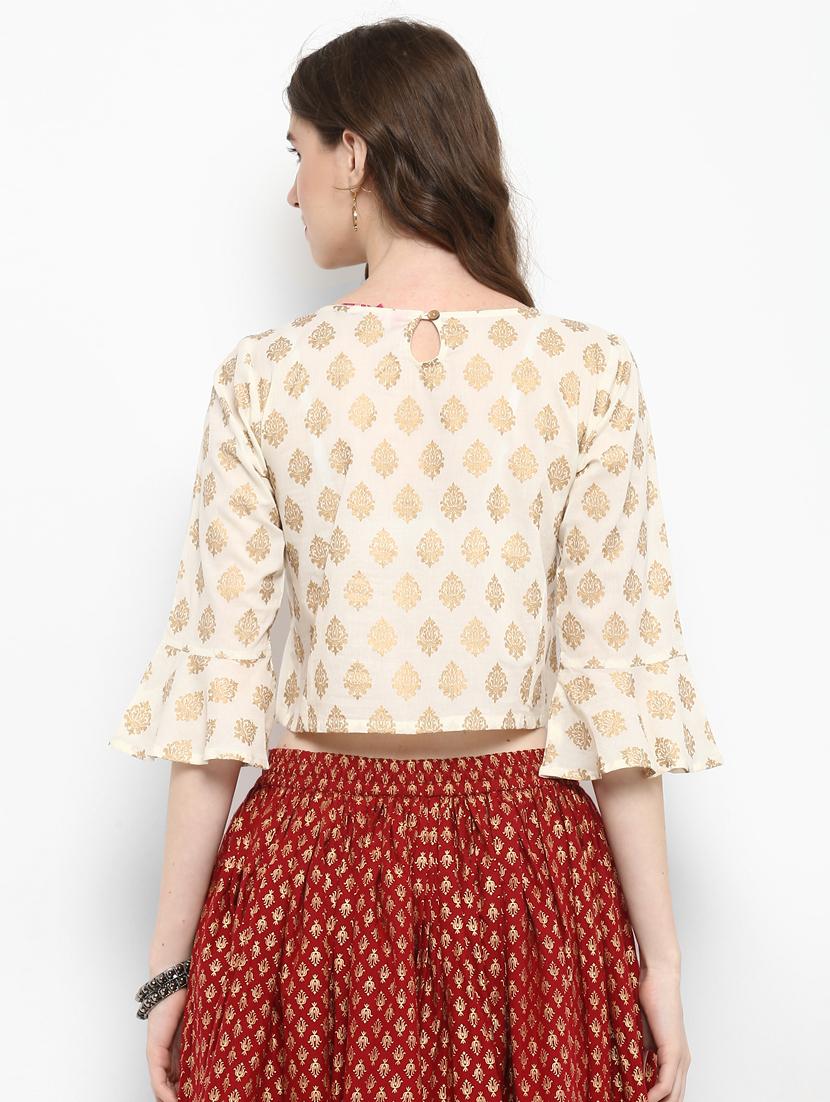 white rayon printed blouse - 15616112 - Zoom Image - 3