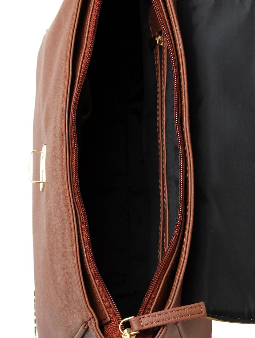 brown leatherette (pu) regular sling bag - 15616178 - Zoom Image - 3
