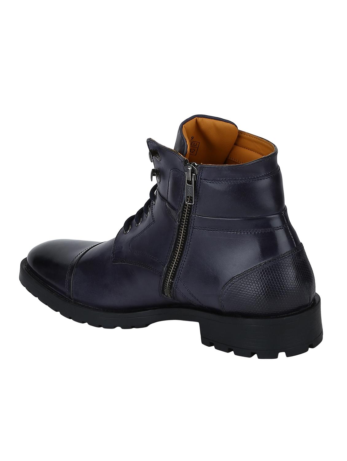 navy Leather high ankle boots - 15616448 - Zoom Image - 3