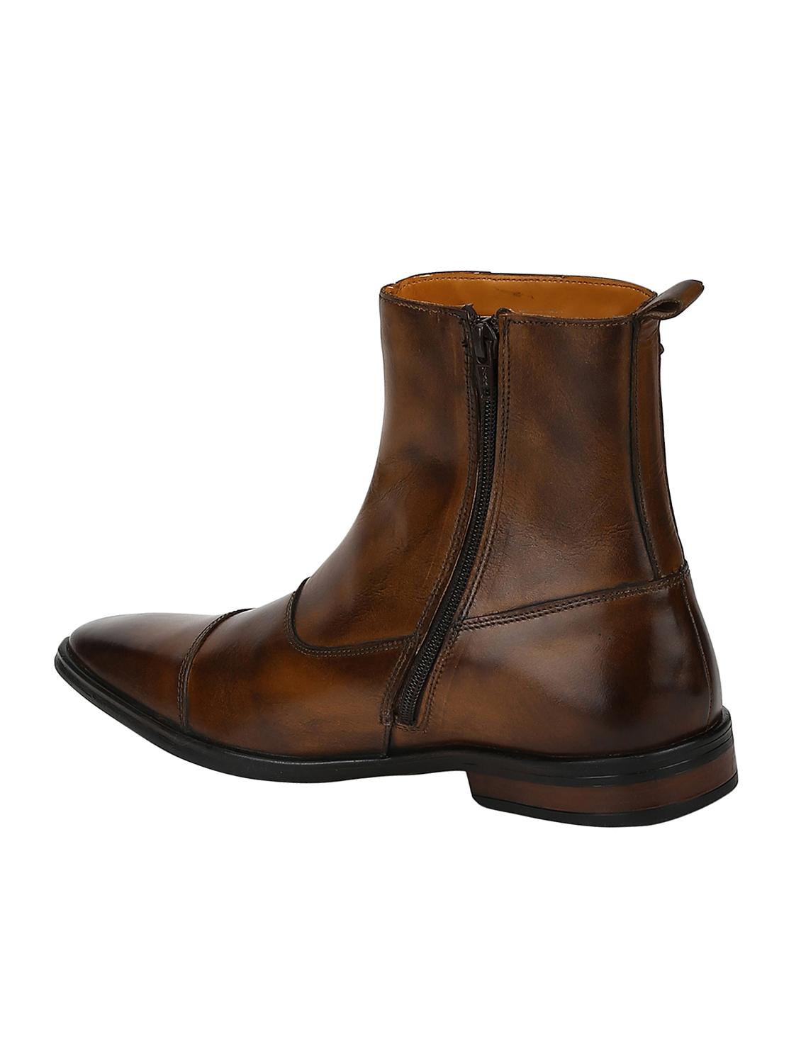 tan Leather slip on boots - 15616452 - Zoom Image - 3