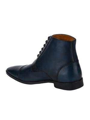 navy Leather high ankle boots - 15616473 - Standard Image - 3