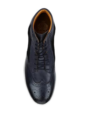 navy Leather lace up sneakers - 15616475 - Standard Image - 3