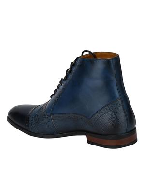 navy Leather high ankle boots - 15616482 - Standard Image - 3