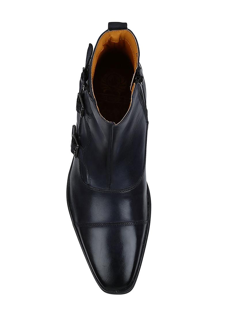 navy Leather slip on boots - 15616515 - Zoom Image - 3