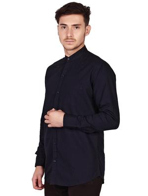 navy blue cotton casual shirt - 15616553 - Standard Image - 3