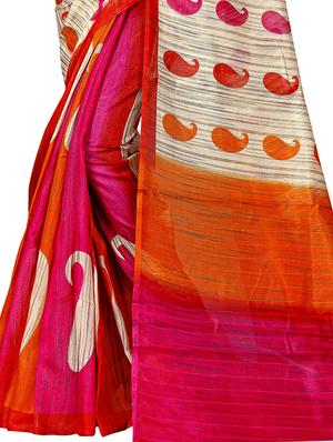 paisley printed bhagalpuri saree with blouse - 15616579 - Standard Image - 3