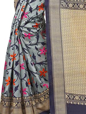 floral printed bhagalpuri saree with blouse - 15616583 - Standard Image - 3