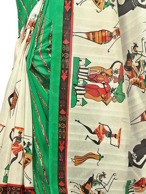 warli printed bhagalpuri saree with blouse - 15616588 - Standard Image - 3