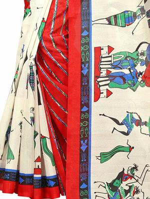 warli printed bhagalpuri saree with blouse - 15616589 - Standard Image - 3
