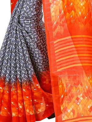 geometrical printed bhagalpuri saree with blouse - 15616602 - Standard Image - 3