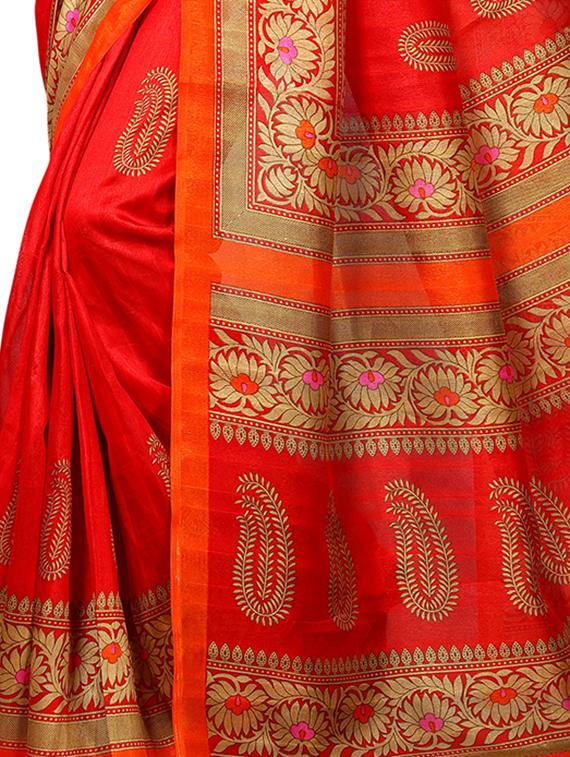 floral border bhagalpuri saree with blouse - 15616603 - Zoom Image - 3
