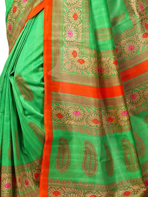 floral border bhagalpuri saree with blouse - 15616608 - Zoom Image - 3