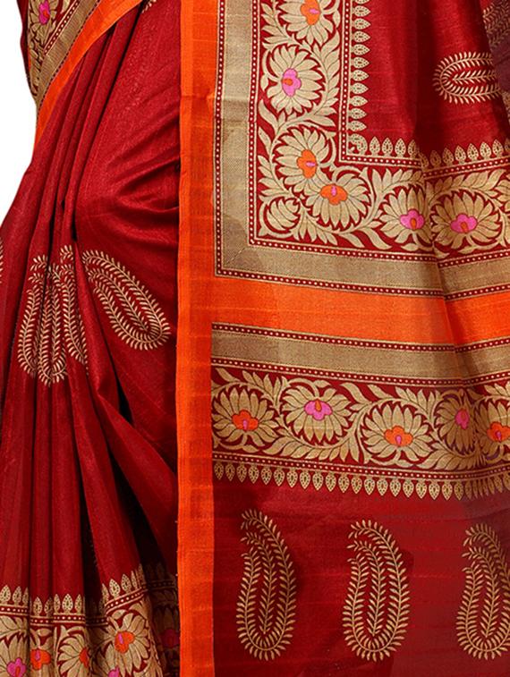 floral border bhagalpuri saree with blouse - 15616609 - Zoom Image - 3