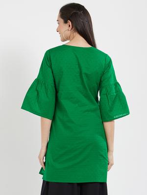 Dobby straight kurti - 15619533 - Standard Image - 3