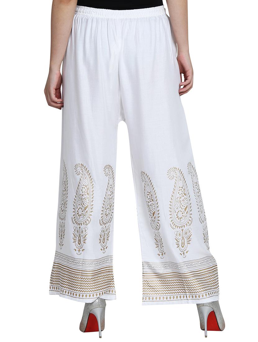 Foil printed flared palazzo - 15620002 - Zoom Image - 3