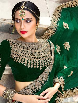 Gold zari embroidered flared lehenga - 15620209 - Standard Image - 3