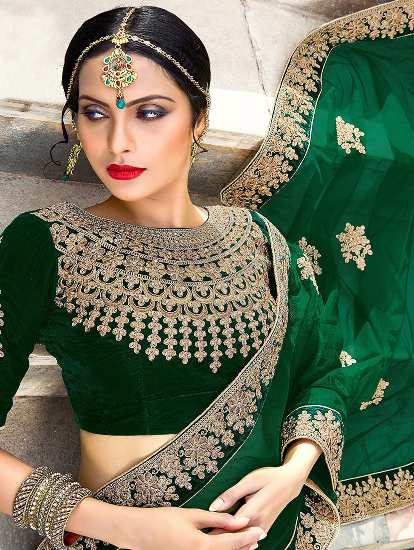 Gold zari embroidered flared lehenga - 15620209 - Zoom Image - 3