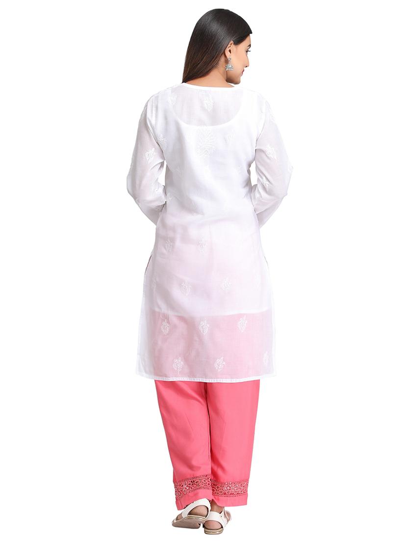 Chikankari straight kurta - 15620241 - Zoom Image - 3