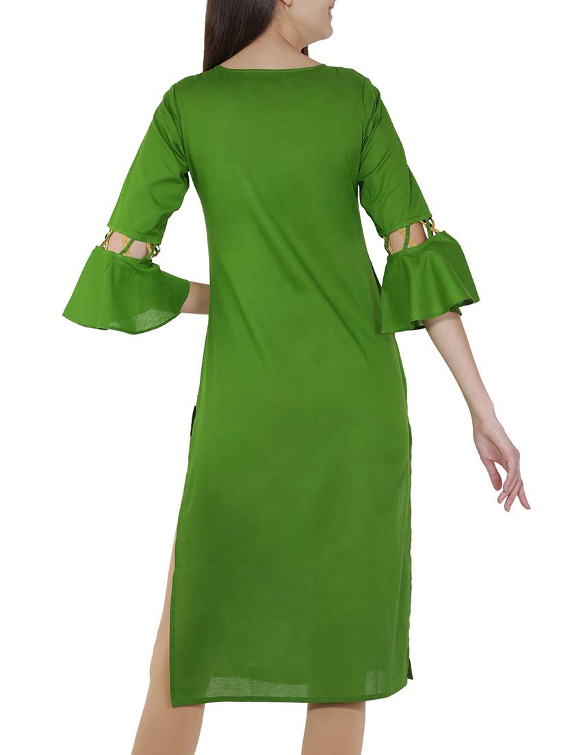 Straight criss-cross bell sleeves kurta - 15620258 - Zoom Image - 3