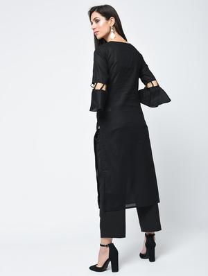 criss-cross bell sleeves straight kurta - 15620260 - Standard Image - 3