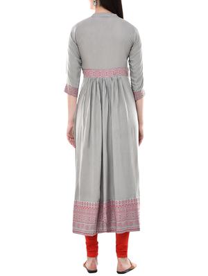 Flared printed kurta with tassels - 15620409 - Standard Image - 3