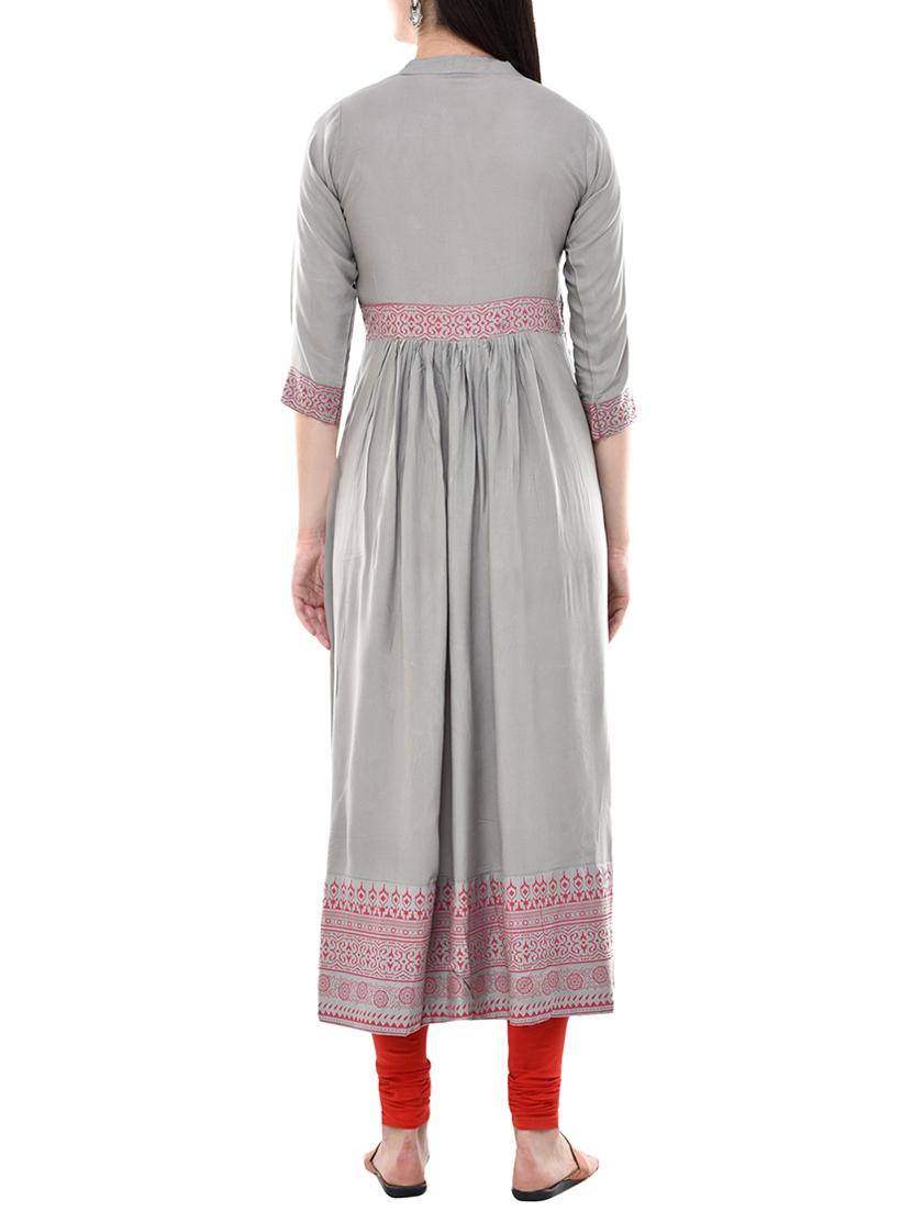 Flared printed kurta with tassels - 15620409 - Zoom Image - 3