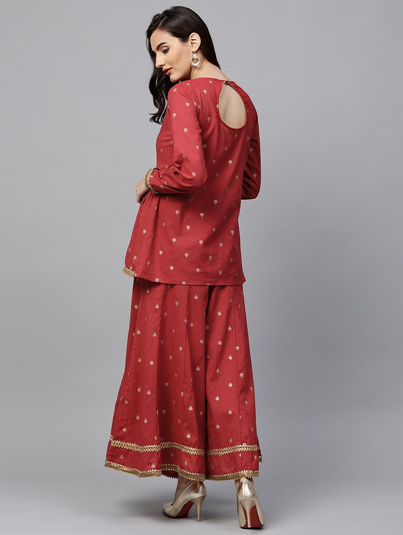 Gota patti kurta with palazzo set - 15620420 - Zoom Image - 3