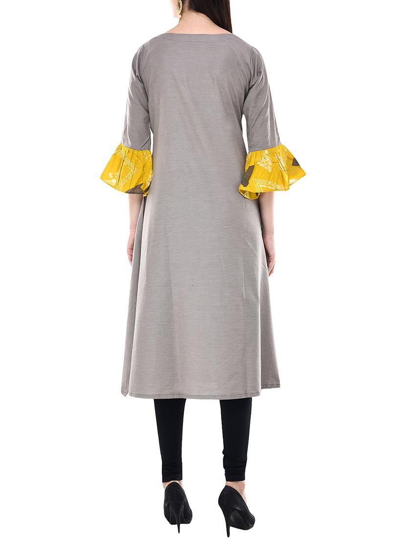 Bell sleeves a-line kurta - 15620541 - Zoom Image - 3