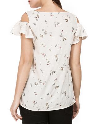 ruffled cold shoulder top - 15620622 - Standard Image - 3