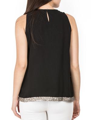 pleat detail neck sequined hem top - 15620633 - Standard Image - 3