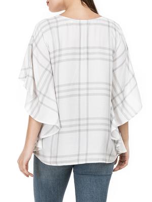 flutter sleeved checkered top - 15620634 - Standard Image - 3