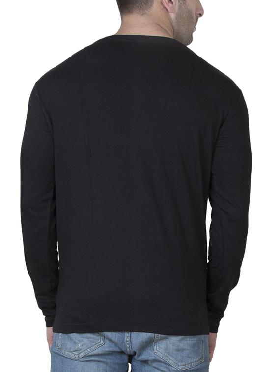 black cotton front print t-shirt - 15620665 - Zoom Image - 3