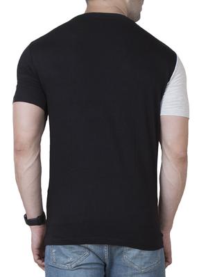 black cotton color block t-shirt - 15620677 - Standard Image - 3