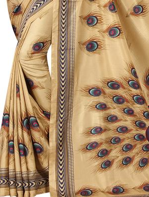 graphic printed saree with blouse - 15620727 - Standard Image - 3