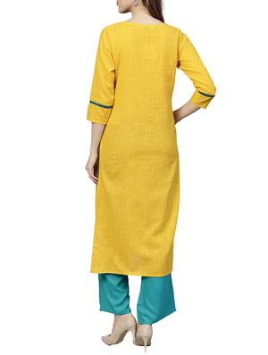 Crisscross embroidered kurta with palazzo set - 15620741 - Standard Image - 3